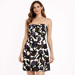 Banana Republic Women’s Strapless Floral Multicolor Mini Dress Size 6